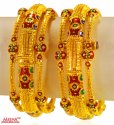 22kt Gold Meenakari Kada (2pc) - Click here to buy online - 8,170 only..