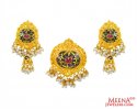 22K Gold Antique Pendant Set - Click here to buy online - 3,340 only..