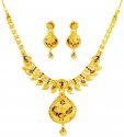 22K Gold Peacock Necklace Set - Click here to buy online - 4,660 only..