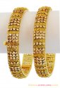 22K Gold Antique Polki Type Bangles (2pcs) - Click here to buy online - 4,854 only..