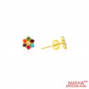 22Kt Gold Multicolor Stone Earrings