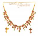 22K Gold Ruby And Emerald Set - Click here to buy online - 6,451 only..