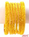 22K Gold Filigree Bangles Set of 6 - Click here to buy online - 6,000 only..