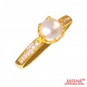 22Kt Gold CZ and Pearl Fancy Ring