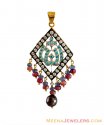 Gold Allah Pendant with Precious Stones - Click here to buy online - 1,000 only..