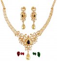 Click here to View - 18K Gold Diamond  Necklace Set 