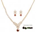 Click here to View - 18K Gold Diamond Necklace Set 