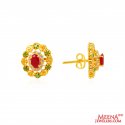 22Kt Gold CZ Colored stone Earrings