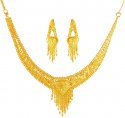 22K Gold Necklace Earring Set - Click here to buy online - 2,693 only..