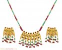 22K Gold Ruby, Emerald Necklace Set - Click here to buy online - 5,637 only..