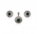 18Kt Diamond Emerald Pendant Set - Click here to buy online - 2,176 only..