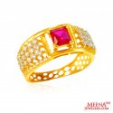 22Kt Gold CZ and Colored Stone Ring - Click here to buy online - 756 only..