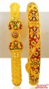 22kt Gold Designer Meenakari Kadas - Click here to buy online - 7,325 only..