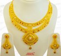 Click here to View - 22Kt Gold Stone Pearls Necklace Set 