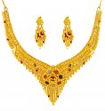 Tricolor 22K Necklace Earring Set - Click here to buy online - 3,243 only..