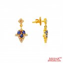 22Kt Gold CZ Colored Stone Earrings