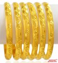 22 kt Gold Bangles Set (Set of 6) - Click here to buy online - 4,612 only..