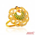 22Kt Gold CZ and Colored Stone Ring - Click here to buy online - 885 only..