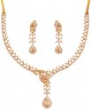 18K Gold Diamond Necklace Set - Click here to buy online - 18,401 only..