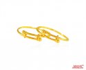22K Gold Pipe Style Kids Kada (2PC) - Click here to buy online - 1,232 only..