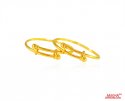 22K Gold Pipe Style Kids Kada (2PC) - Click here to buy online - 1,172 only..