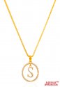 22K Gold Initial Pendant (Letter S) - Click here to buy online - 298 only..