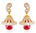 18k Gold  Diamond Ruby Earrings - Click here to buy online - 4,895 only..