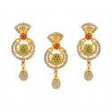 22k Gold Precious Stone Pendant Set - Click here to buy online - 977 only..