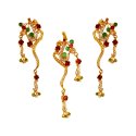 22KT Gold Ruby, Emerald Pendant Set - Click here to buy online - 1,893 only..