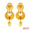 22K Gold Long Chandbali Earrings - Click here to buy online - 1,757 only..