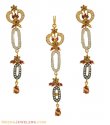 Click here to View - 22K Gold Colorful Pendant Set 