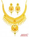 Necklace Earring Set 22K Gold - Click here to buy online - 7,283 only..