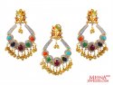 22K Gold Multi Stone Pendant Set - Click here to buy online - 4,685 only..