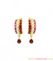 Gold Ruby and Pearl Earrings - Click here to buy online - 702 only..
