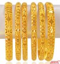 22KT Gold Bangles Set (6 PCs) - Click here to buy online - 6,969 only..