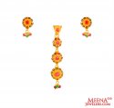 22 Kt Gold Meenakari Pendent Set - Click here to buy online - 1,075 only..