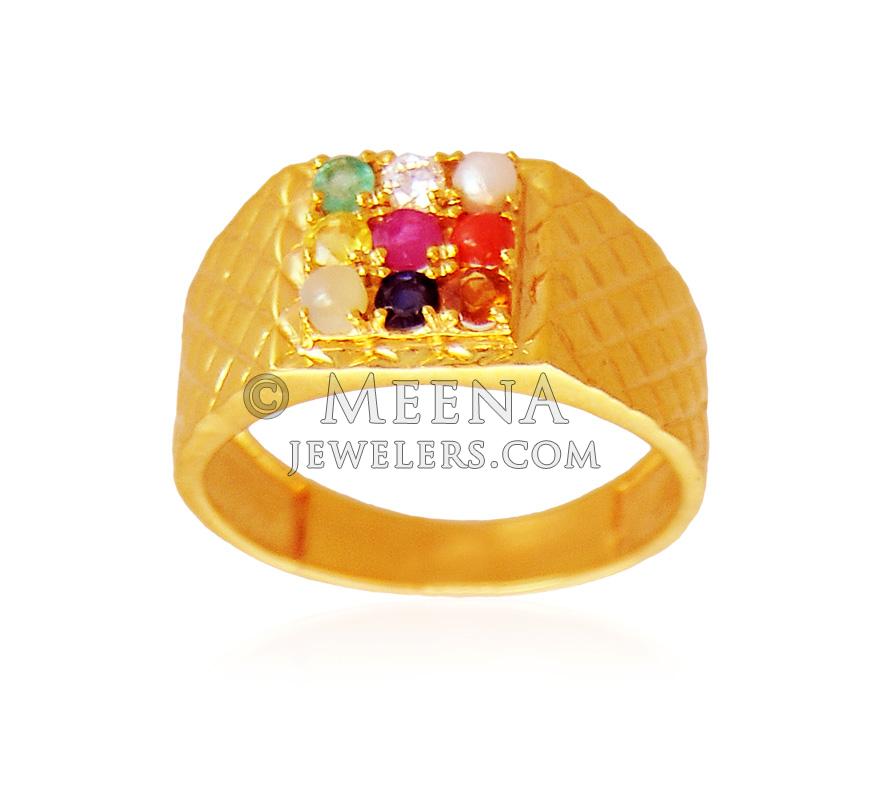 22k Navratna Ring for Her| Raj Jewels