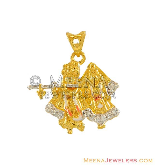 22kt Gold Radha Krishna Pendant Pemd7429 22k