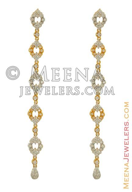 18k White & Yellow Gold White and Fancy Yellow Diamond Dangle Earrings