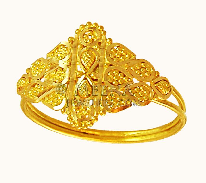 14K Ladies Fancy CZ Yellow Gold Ring – Mayas Gold