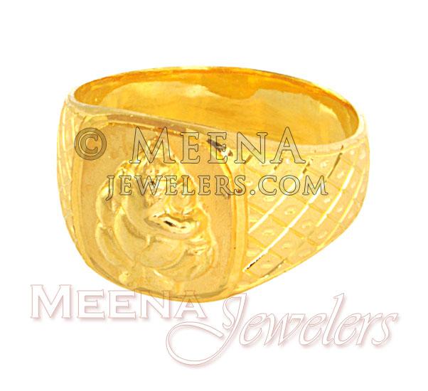 Ganesh Festival Special Ring 14K Gold Plated Round D/VVS1 Diamond Ganesh  Men's Ring : Amazon.in: Fashion