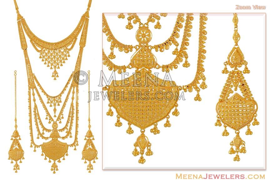 Double-Line Kundan Necklace Set (Yellow-Gold)- NEC07012302 – Dilan Jewels