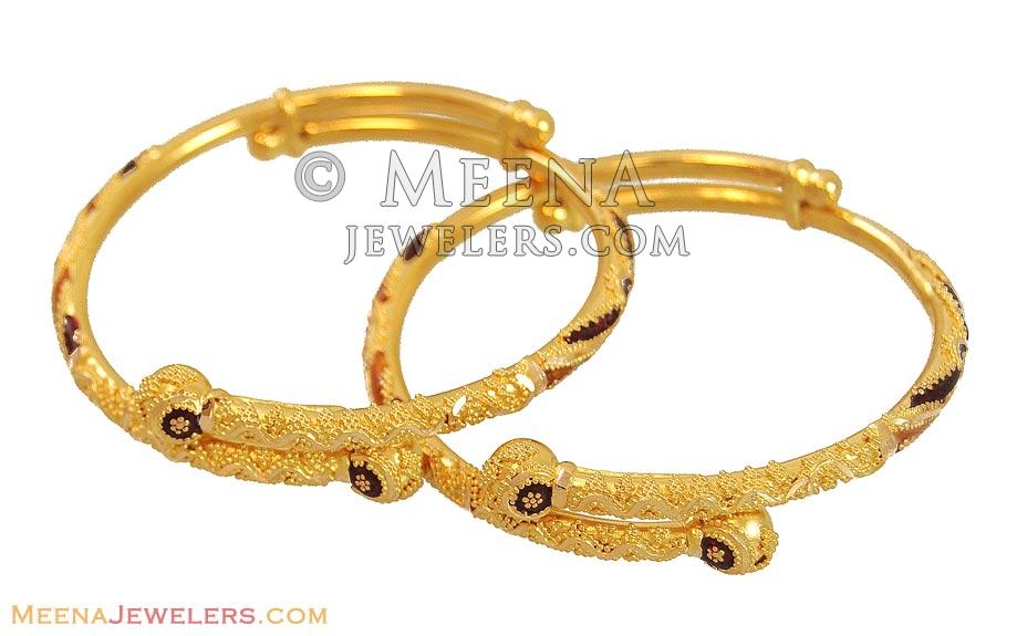 Adjustable 22k Gold Filigree Bangle for baby Girl | PureJewels