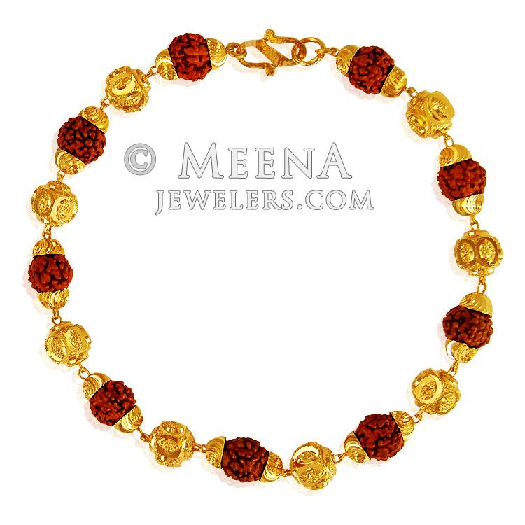 Om with Diamond Latest Design Gold Plated Rudraksha Bracelet for Men -  Style C877 – Soni Fashion®