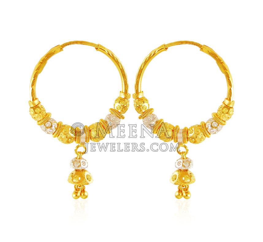 Earrings: TAGLIAMONTE's Designs (LD3520) 14K Gold Fancy Hoop Earrings  *Reg.$350