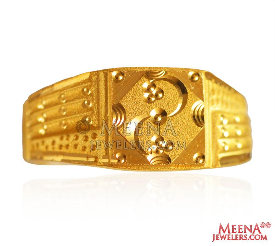 American Diamond Ring For Gents In 22K Gold - Lagu Bandhu