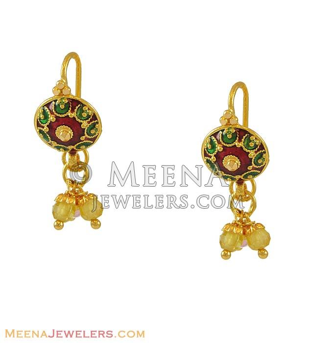 Rose gold hanging type earrings floral design with cz stones – Prashanti  Sarees