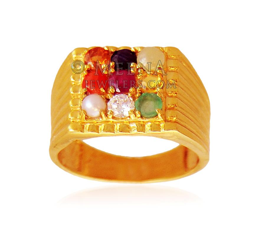 Vintage Navaratna Mans Ring 20k Gold 9 Gems c1940 India Diamond Ruby A –  Brenda Ginsberg Antique Jewelry