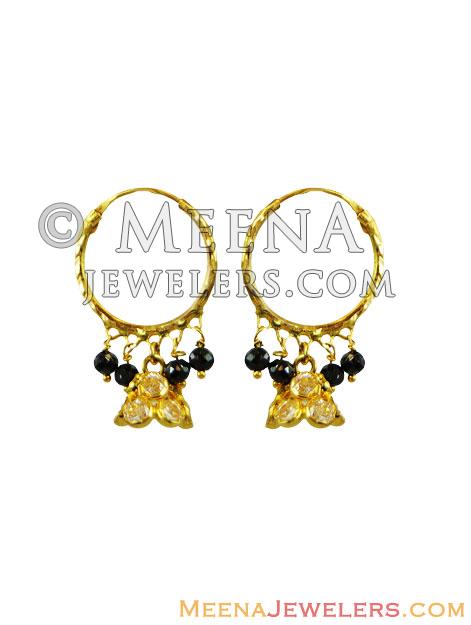 Earring – Lakshmi Kasu Misri Black Bead | Gujjadi Swarna Jewellers