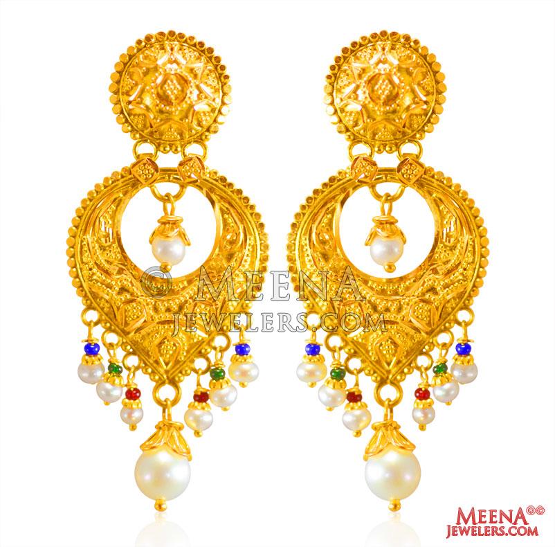 Marva - Kundan Meenakari Chandbali Earrings – Kaya Online